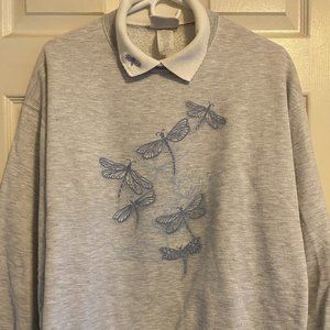 Vintage 90s Morning Sun Dragonfly crewneck sweatshirt Size L